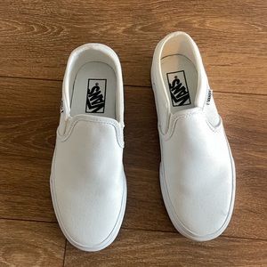 Never worn size 6.5 white van slip ons
